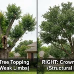 Tree topping vs. crown reduction comparison